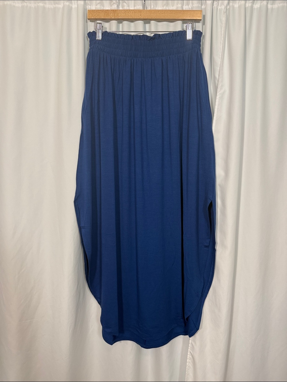 Zenana Navy Blue Elastic Waist Maxi Skirt